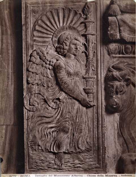 Anderson — Roma - Dettaglio del Monumento Alberini - Chiesa della Minerva — particolare, angelo di sinistra